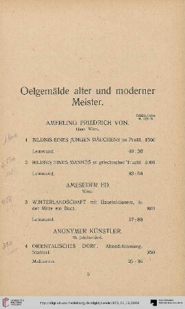 Oelgemälde alter und moderner Meister (Nr. 1-124a)