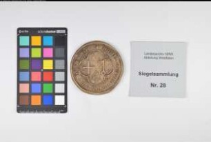 Siegler: Lügde, Stadt Überlieferungsart: Nachbildung. Stoff: Wachs Farbe: ungefärbt Form: rund. Durchmesser: 62 Art: Typ: Umschrift: