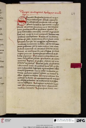 Pseudo- Cyrillus Hierosolymitanus (Bonjohannes von Messina), Speculum sapientiae (hier ›Quadripartitus apologeticus‹)