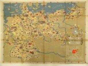 Grafisch gestaltete Touristen-Karte des Deutschen Reiches
