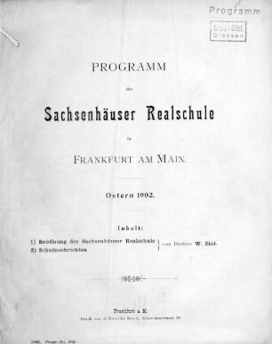 1: Die Eröffnung der Sachsenhäuser Realschule : Baubeschreibung