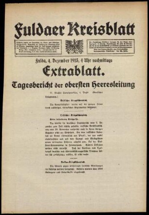 Ausgabe vom Samstag, den 04. Dezember 1915.