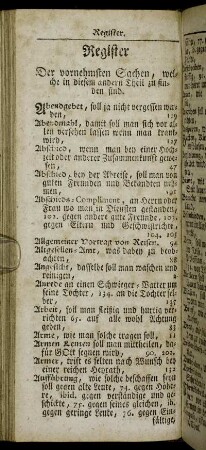 Register Der vornehmsten Sachen, welche in diesem andern Theil zu finden sind.