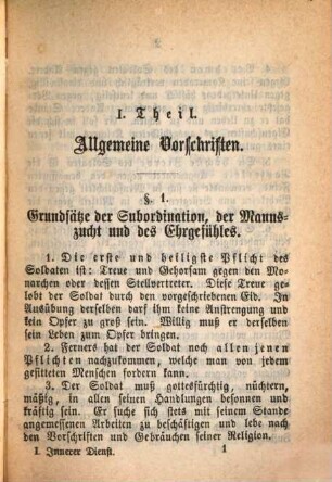 Leitfaden zum theoretischen Unterrichte für die Königlich bayerische Infanterie : Zusammengestellt von einem k. b. Oberlieutenant, I