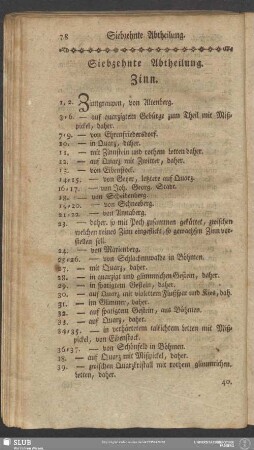 Siebzehnte Abtheilung. Zinn
