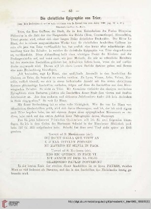 Die christliche Epigraphie von Trier