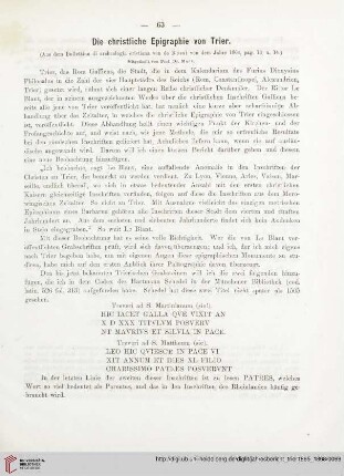 Die christliche Epigraphie von Trier