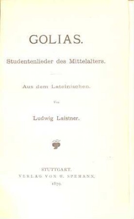 Golias : Studentenlieder des Mittelalters