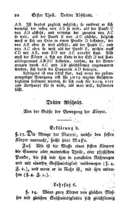 Dritter Abschnitt. Von der Größe der Bewegung der Körper