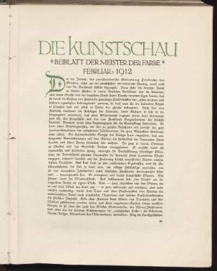 Die Kunstschau - Beiblatt der Meister der Farbe - Februar 1912