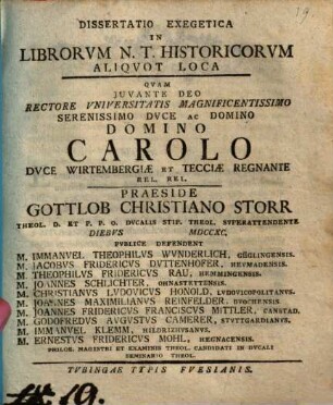 Diss. exeg. in librorum N. T. historicorum aliquot locos, [1]