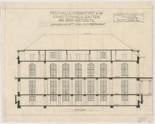 Thiersch, Friedrich von; Frankfurt / Main (Hessen); Festhalle - Restaurant Ostseite (Längsschnitt)