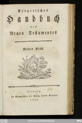 Drittes Stück: Exegetisches Handbuch des Neuen Testamentes