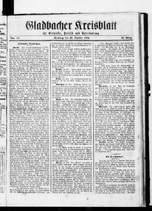 Gladbacher Kreisblatt für Geschäfte, Politik und Unterhaltung. 1853-1862