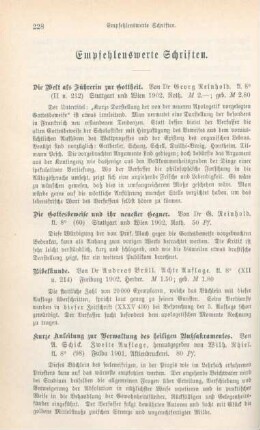 228-240 Empfehlenswerthe Schriften