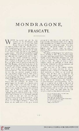 Mondragone, Frascati [Text und Tafeln]