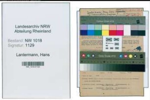 Entnazifizierung Hans Lantermann , geb. 05.02.1907 (Laborangestellter)