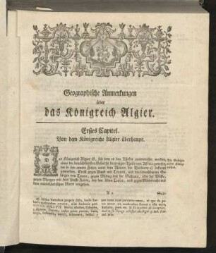 Erstes Capitel. Von dem Königreiche Algier überhaupt