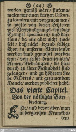 Das vierte Capitel. Von der nöthigen Vorbereitung