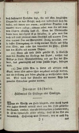 Zweyter Abschnitt. Hülfsmittel für Erhängte oder Erwürgte.
