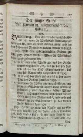 Der fünfte Artikel. Von schweren 95. widernatürlichen 90. Geburten.