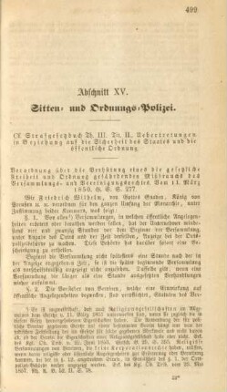 Abschnitt XV. Sitten- und Ordnungs-Polizei