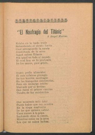 "El naufragio del Titánic" : A Ángel Marino