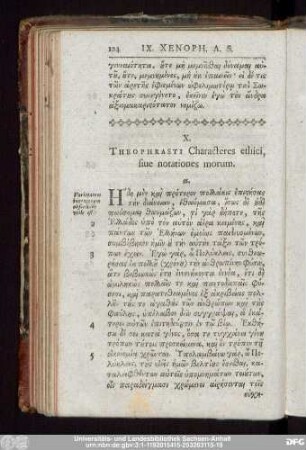 X. Theophrasti Characteres ethici, siue notationes morum.