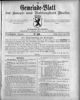 1912,20: No. 20, 19. Mai 1912
