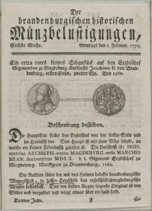 Bildnis des Markgrafen Sigismund von Brandenburg, Bischof von Halberstadt