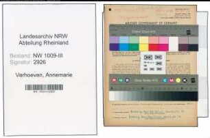Entnazifizierung Annemarie Verhoeven , geb. 18.07.1917 (Aerztin)