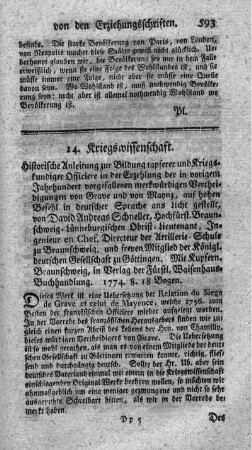 14. Kriegswissenschaft.