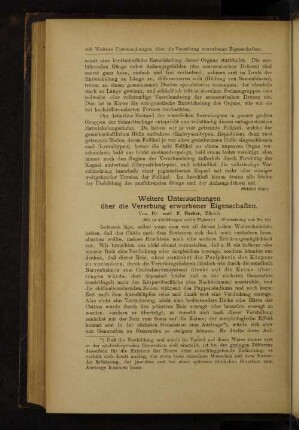 Weitere Untersuchungen über die Vererbung erworbener Eigenschaften.