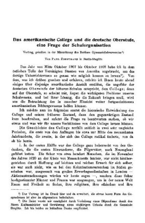 Das amerikanische College und die deutsche Oberstufe, eine Frage der Schulorganisation