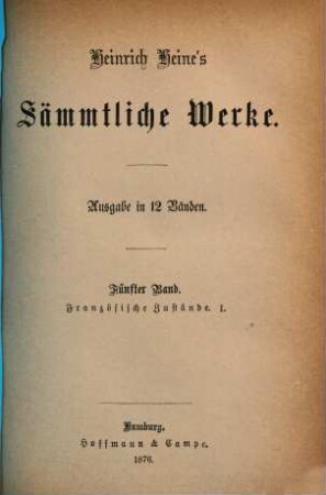 H. Heines sämmtliche Werke, 5