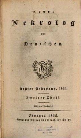 Neuer Nekrolog der Deutschen. 8,2, 8,2. 1830 (1832)
