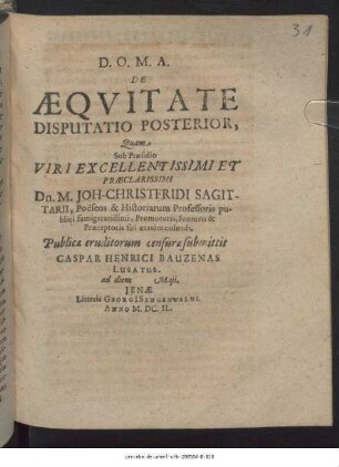 De Aequitate Disputatio Posterior