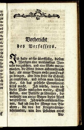 Vorbericht des Verfassers.