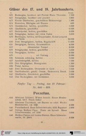 Fünfter Tag - Freitag, den 10. Februar (Nr. 644-809)