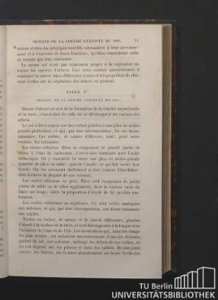 Titre Ier. Origine de la couche cultivée du sol.