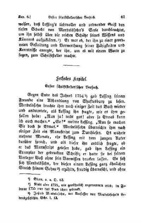 Sechstes Kapitel. Erster schriftstellerischer Versuch