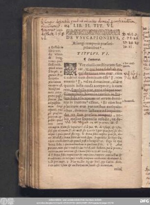 De Usucapionibus, & longi temporis praescriptionibus. Titulus VI.