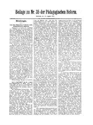 Mitteilungen : Beilage zu Nr. 35 der Pädagogischen Reform