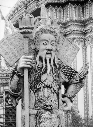 Tempelwächter Figur in Bangkok, 1987