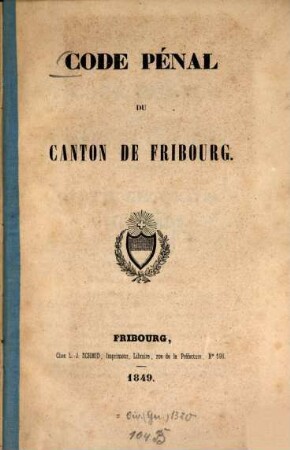 Code pénal du Canton de Fribourg