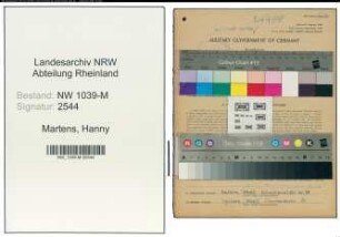 Entnazifizierung Hanny Martens , geb. 20.05.1921 (Angestellte)