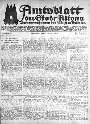 Nummer 5 : Sonnabend, den 31. Januar 1925