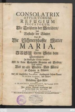 Consolatrix Afflictorum: Refugium Peccatorum