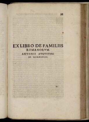 Ex Libro De Familiis Romanorvm Antonii Avgvstini Ep. Ilerdensis