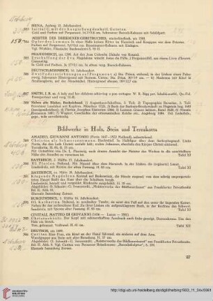 Bildwerke in Holz, Stein und Terrakotta (Nr. 389-419)